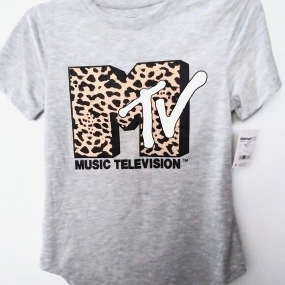 MTV Tee Shirt Retro Vintage Look Animal Print Logo Gray size XS - Picture 3 of 8